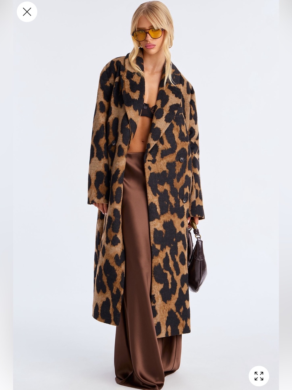 Never worn. Leopard Print Long Coat - Brown/Black